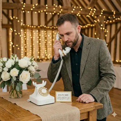 Livre d'Or Audio ClicSmile - Station vintage installée au mariage